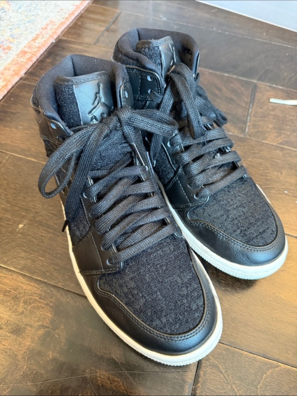 Nike Air Jordan Retro Premium Black HighTop Sneakers, White Sole Worn Once sz 9